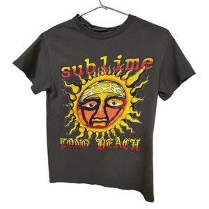 Retro Sublime Rock Reggae 90s Long Beach CA Gray Sun Band T-Shirt Women’s S